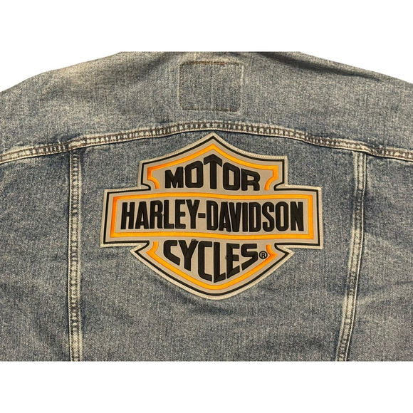 Vtg 80s Levi’s Denim Tucker Jacket Harley-Davidson Patch Made in USA Sz XL - Picture 7 of 14